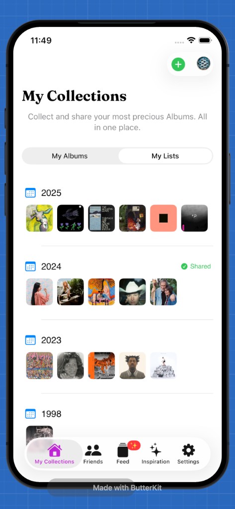 AlbumLove app - Album list