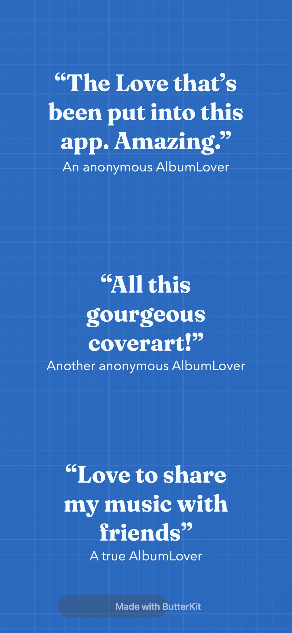 AlbumLove app - Testimonials